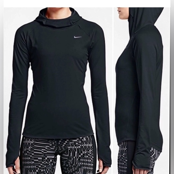 Nike Tops - Nike Dri-Fit Element Fitted Running Athletic Hoodie Black Size S